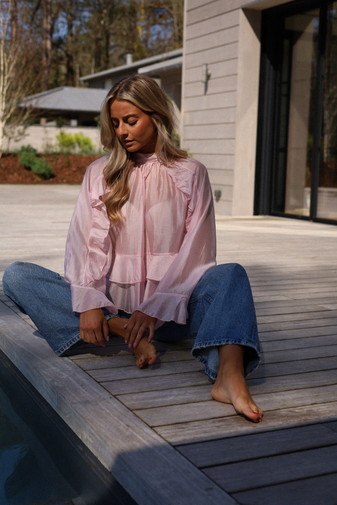 Donna rose - Blouse volantée