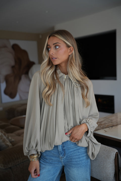 Giuseppa taupe - Blouse zippée