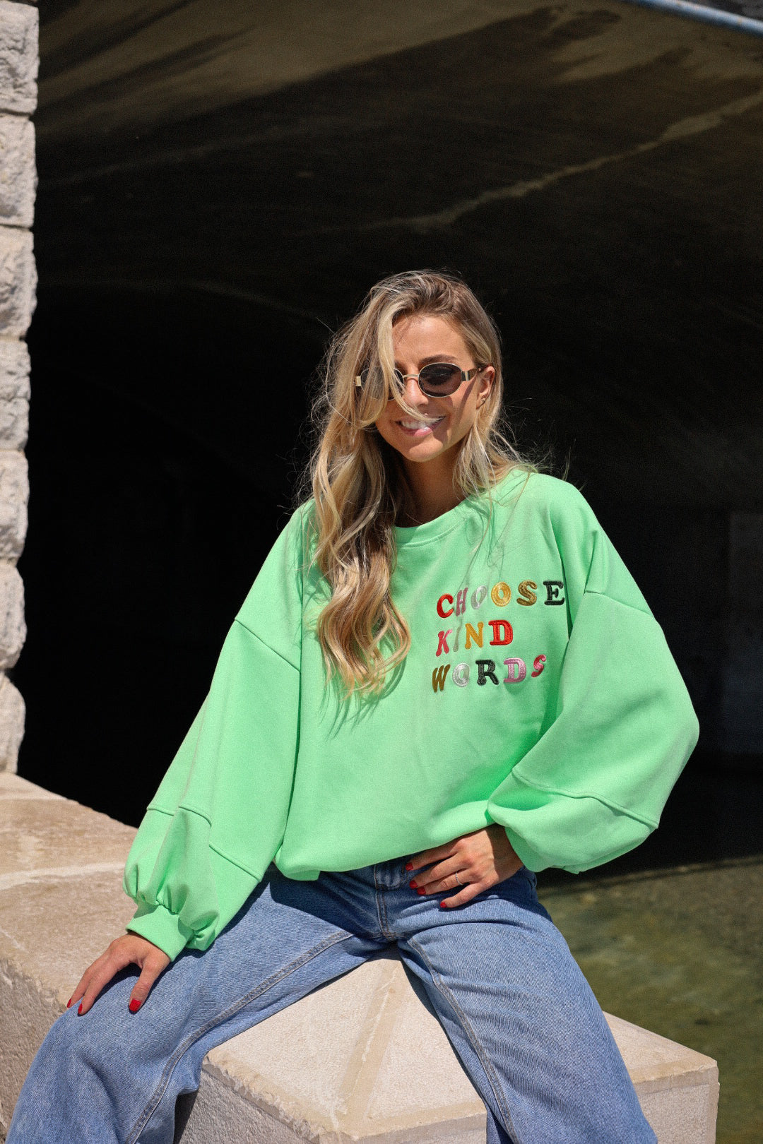 Romane vert - Sweat-shirt brodé