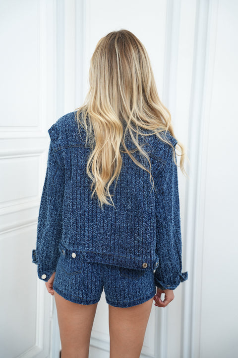 Yoan bleue - Veste en tweed