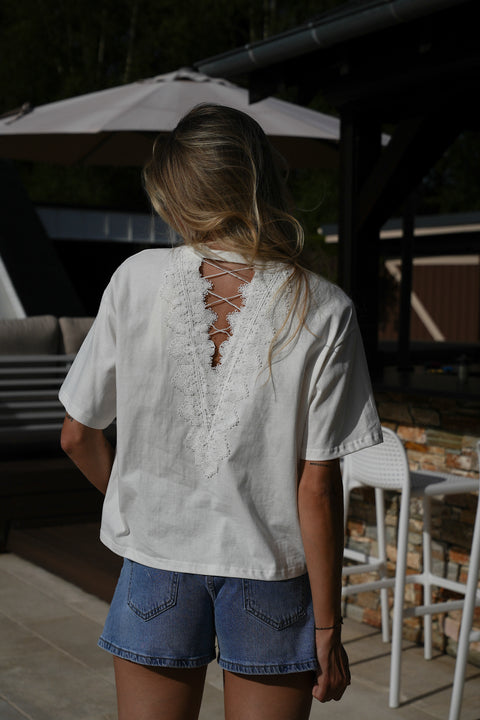 Lika blanc - T-shirt brodé