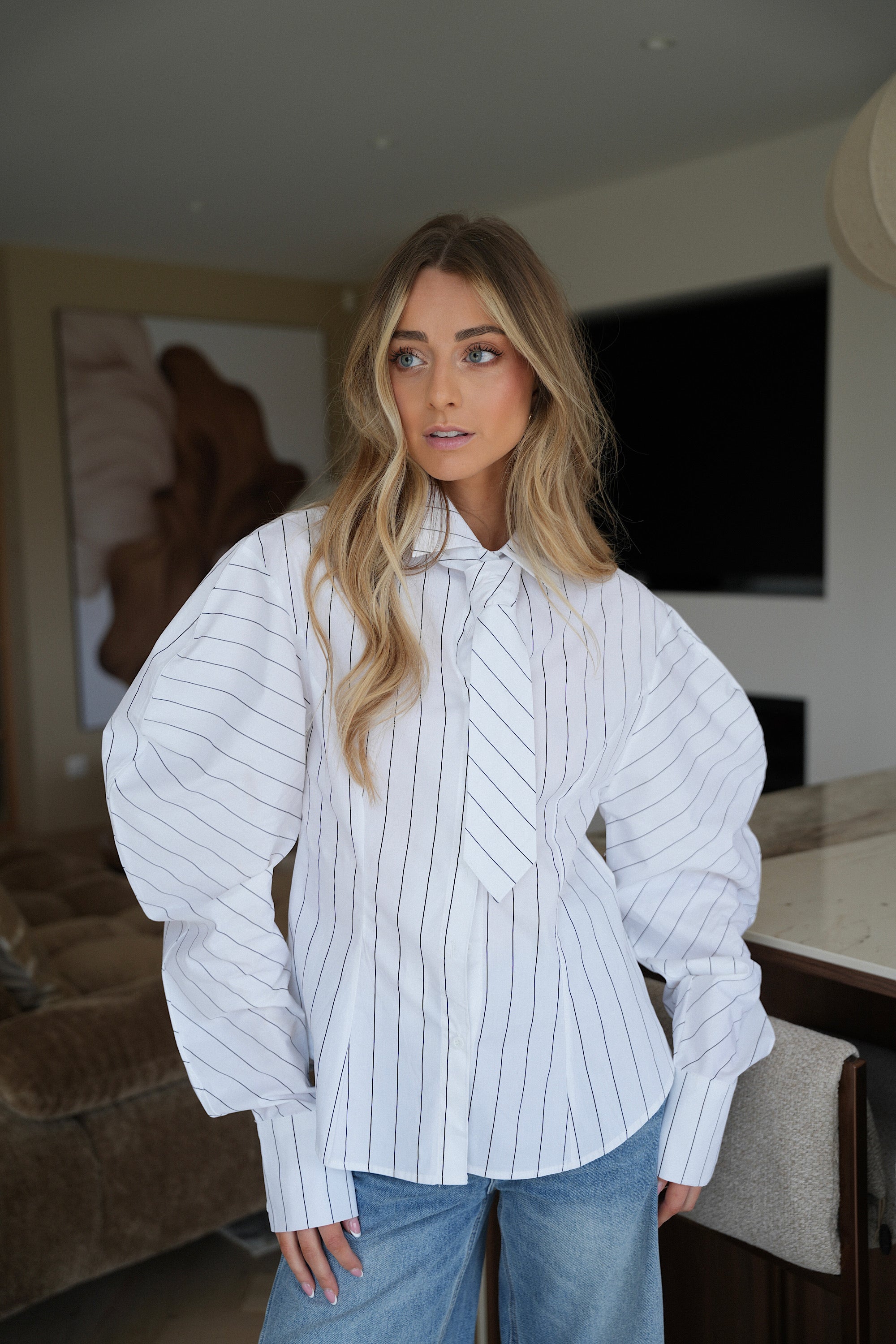 Frany blanche - Chemise cravate