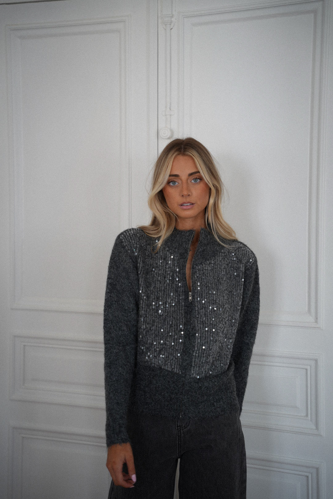 Hayde gris foncé - Gilet sequins
