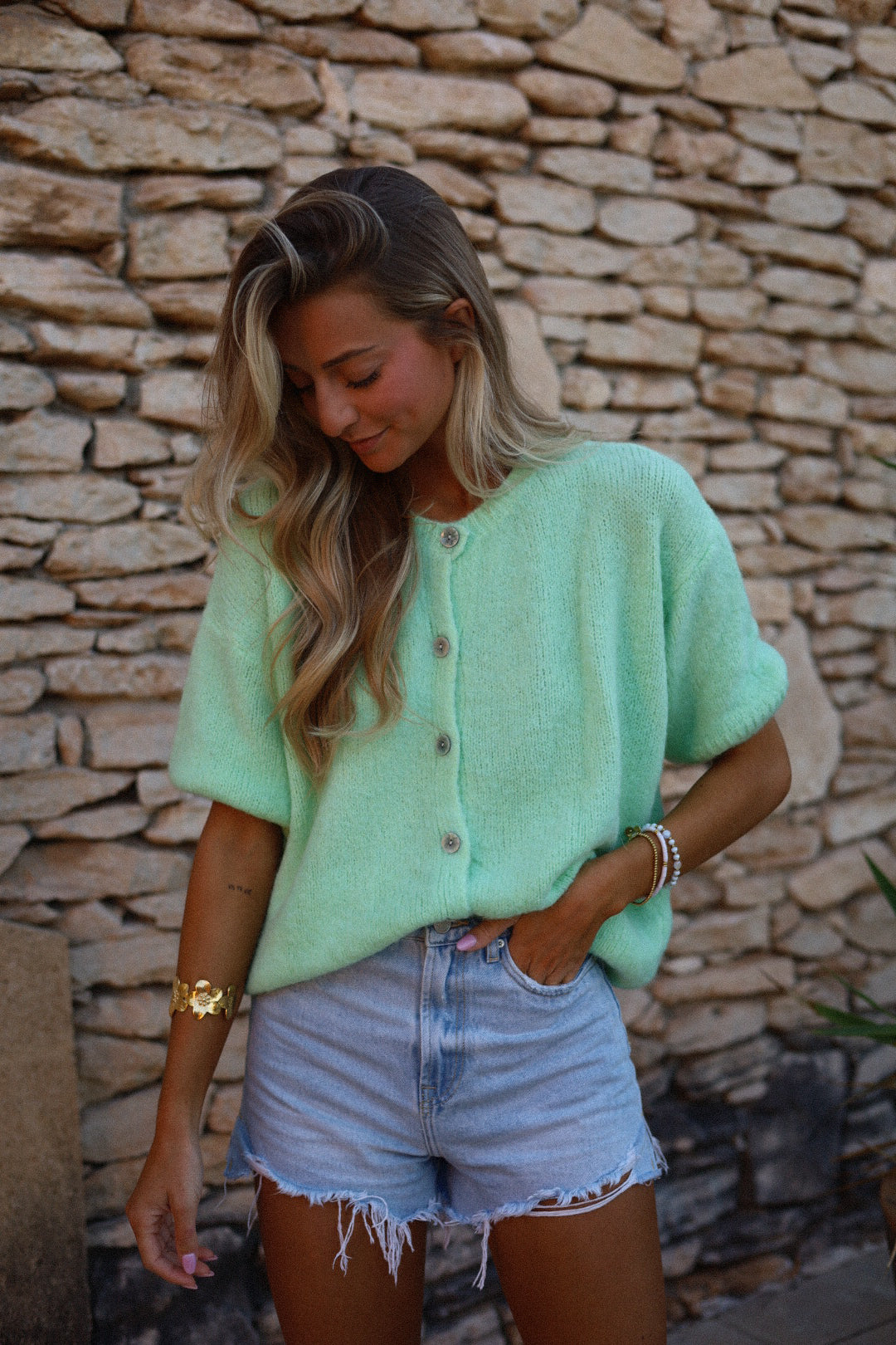 Elsa vert d’eau - Gilet boutonné