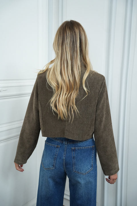Mégane taupe - Veste en velours