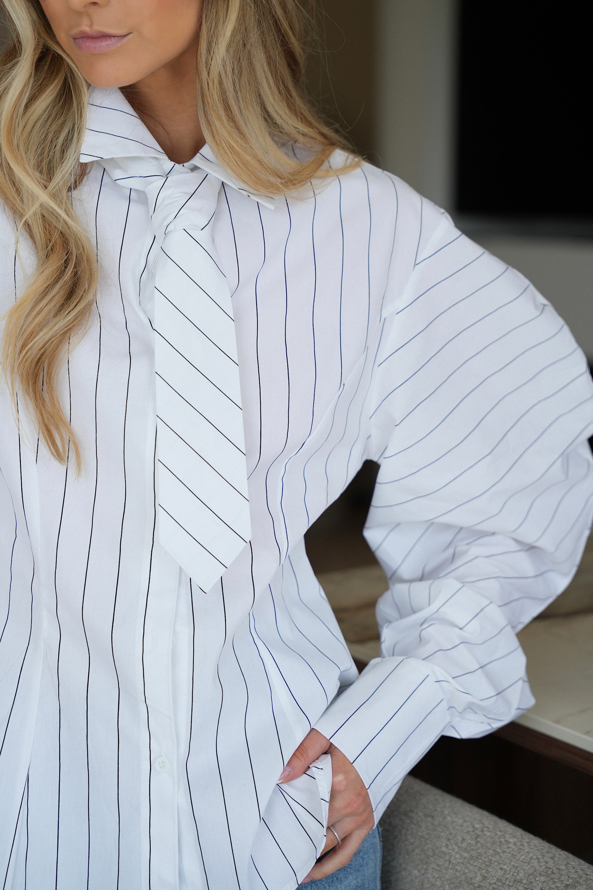 Frany blanche - Chemise cravate