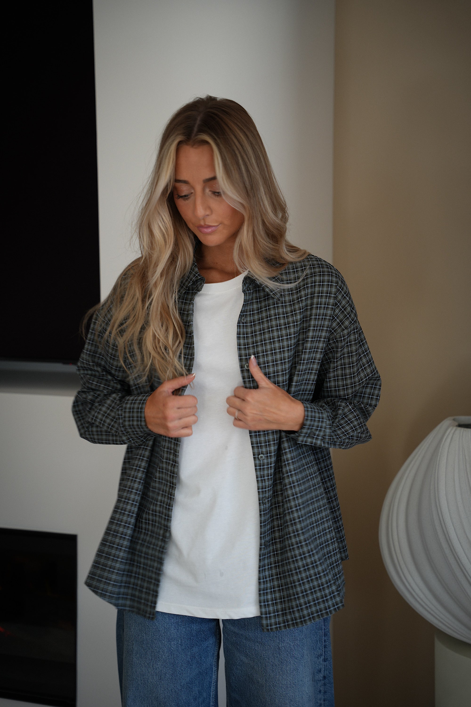 Maelline bleue - Chemise à carreaux