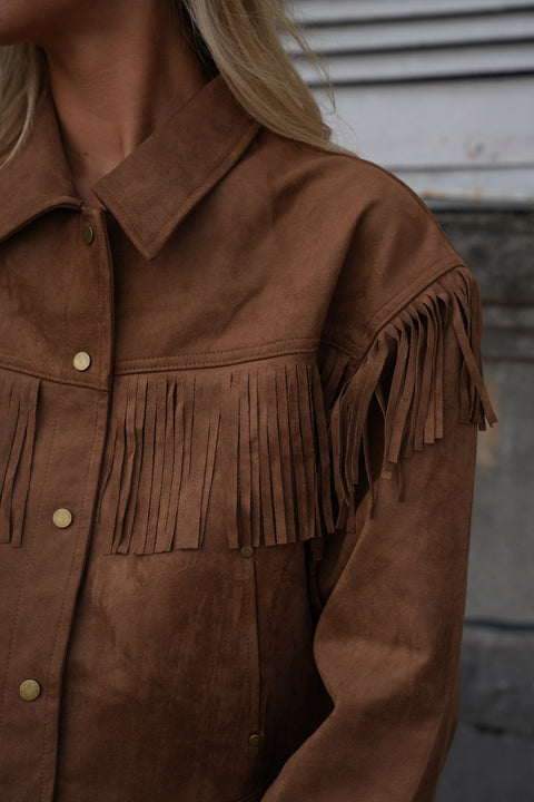 Cassidy camel - Veste à franges