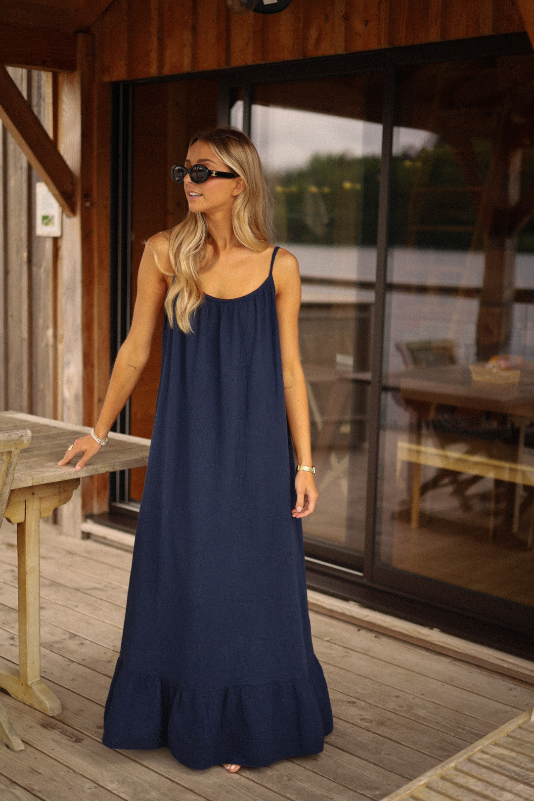 Alissia marine - Robe gaze de coton