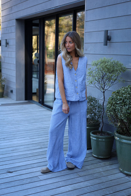 Maud bleue - Veste vichy