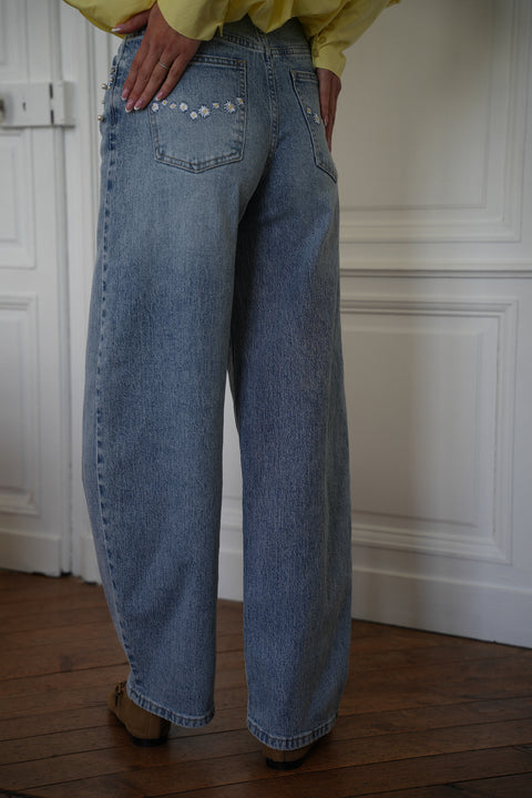 Rosie bleu - Jean brodé