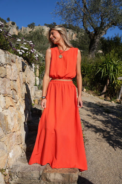 Elize corail - Ensemble jupe/top