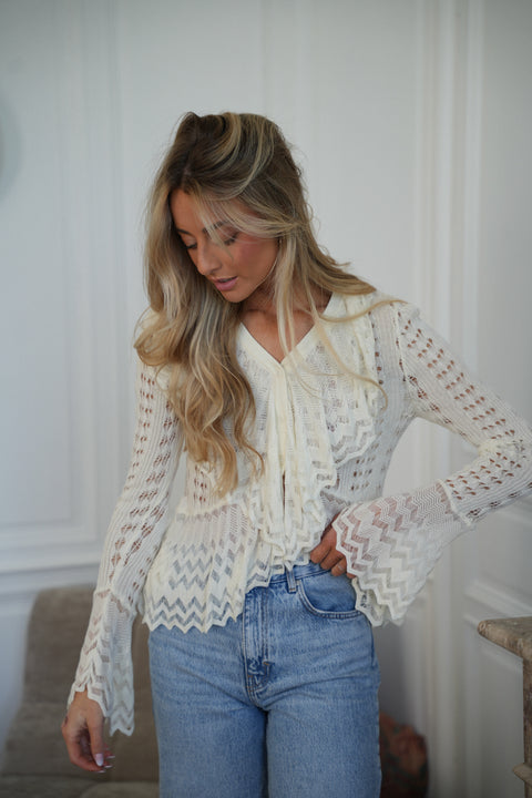 Lili crème - Gilet brodé