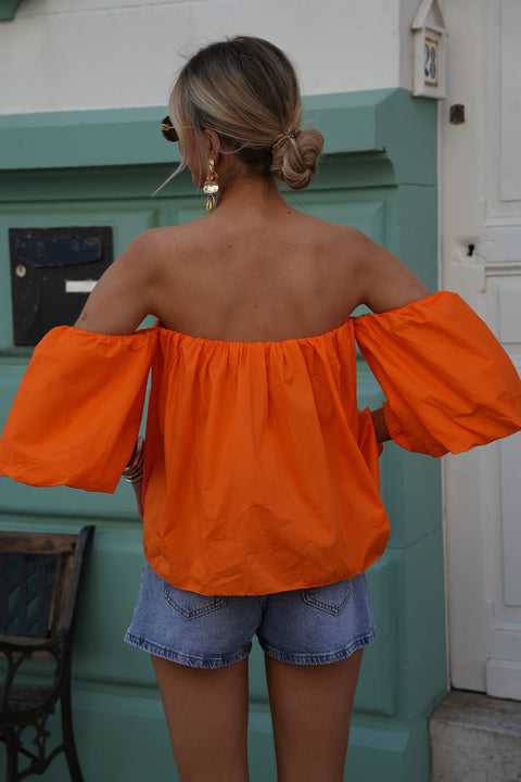 Nao orange - Blouse col bardot