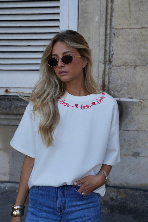 Lizo blanc - T-shirt brodé
