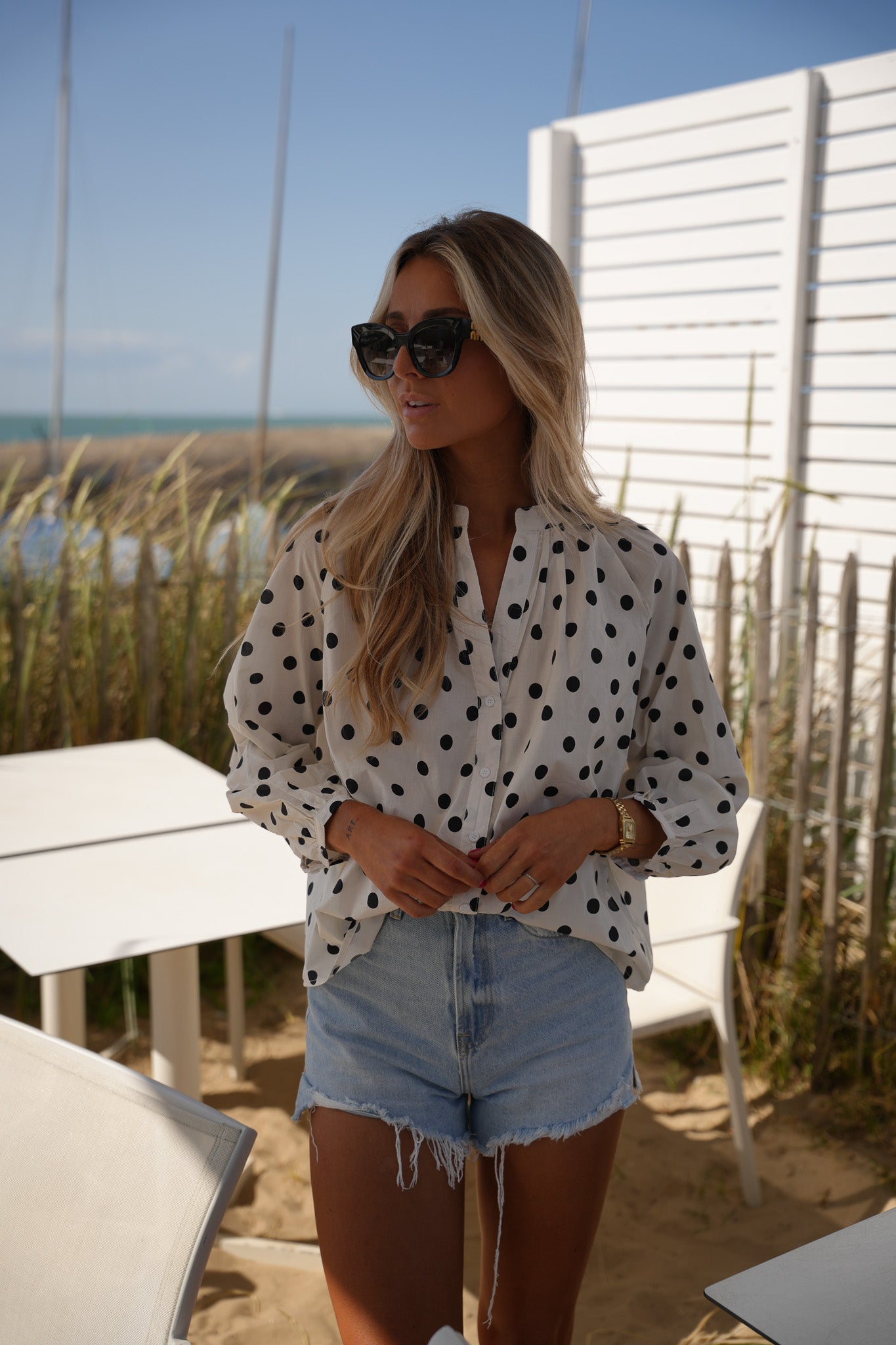 Bolivia blanche - Blouse à pois