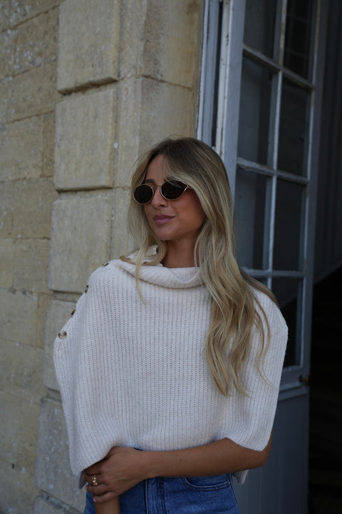 Linne beige - Pull cape