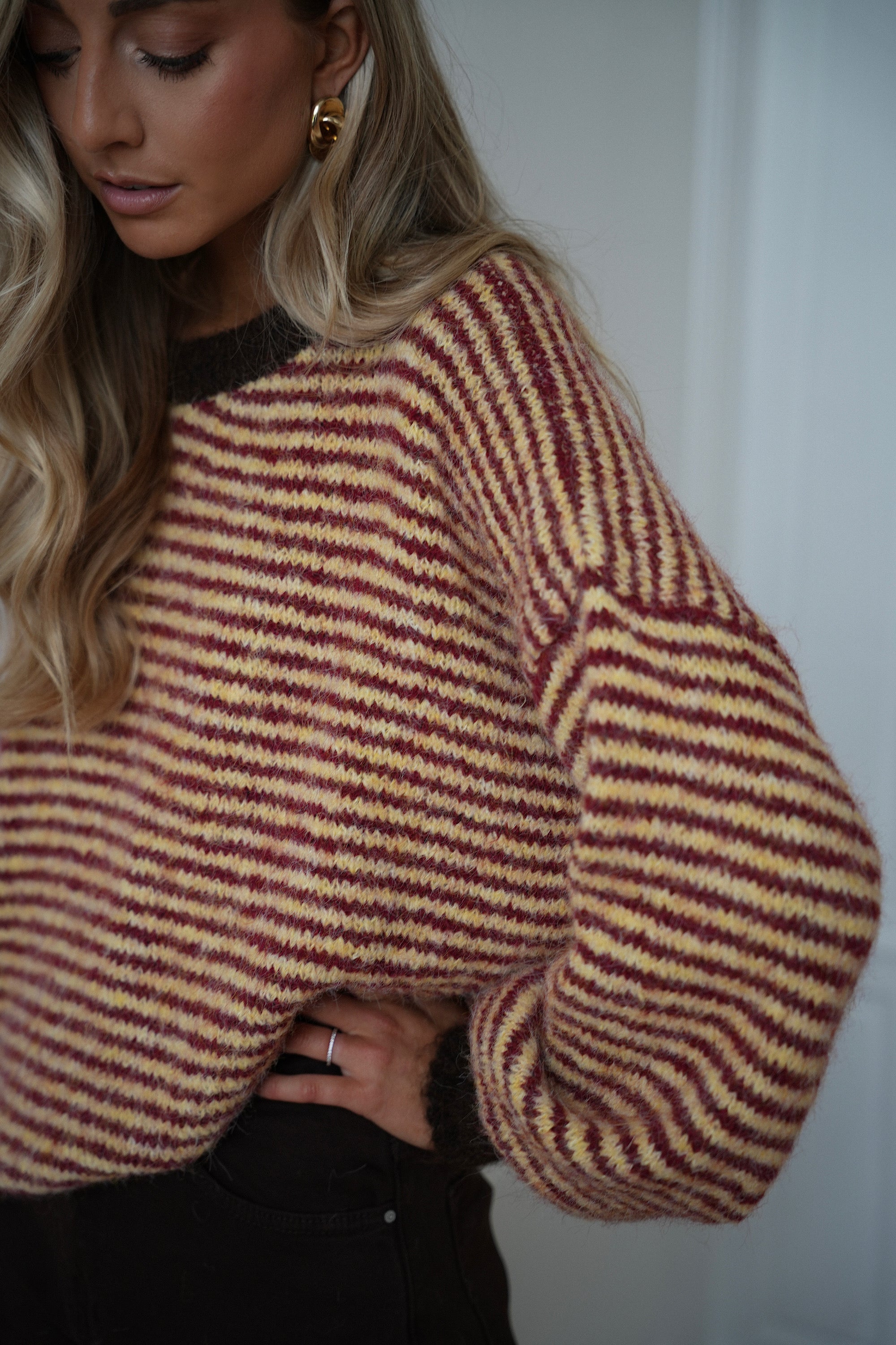 Bonny jaune/chocolat - Pull rayé