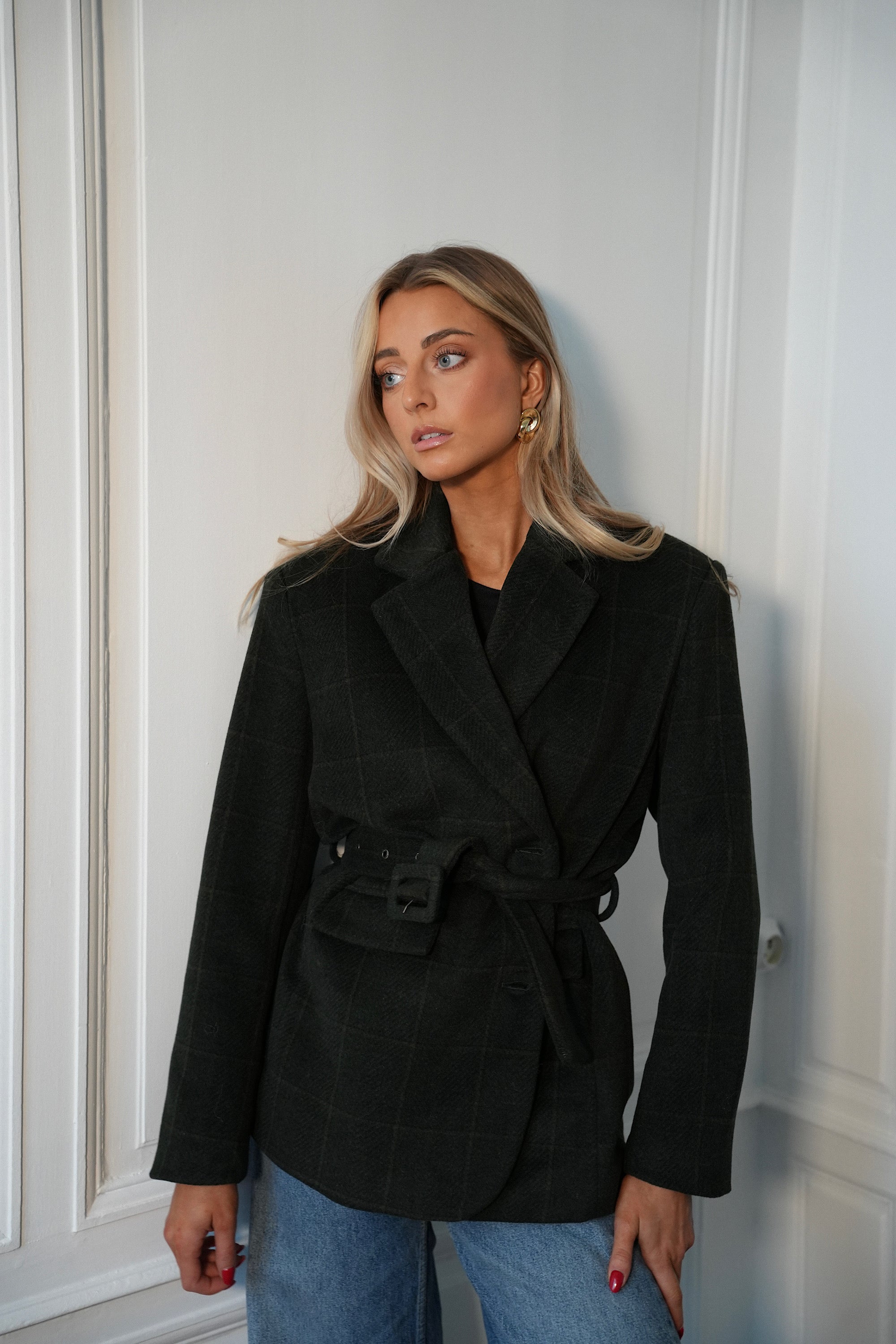 Olivia vert sapin - Veste blazer en laine