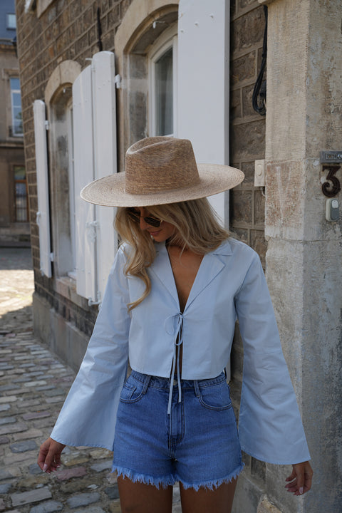 Cally bleue - Blouse courte