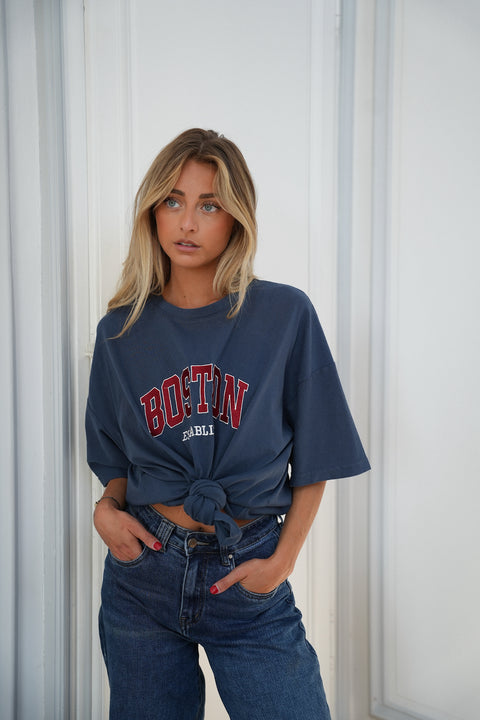 Lino bleu - T-shirt brodé