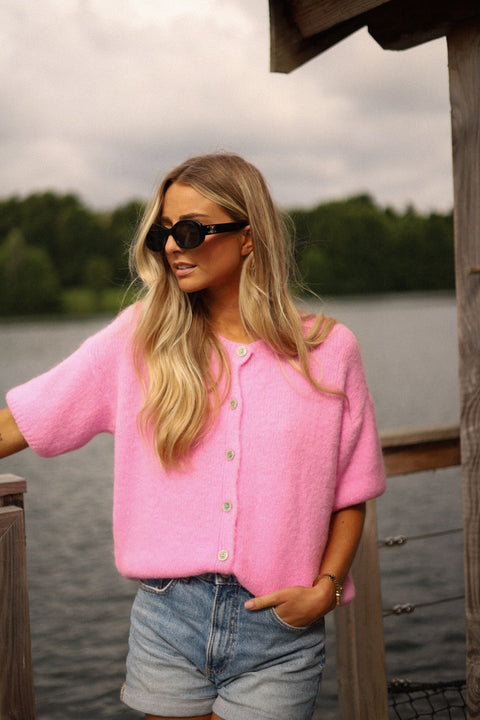 Elsa rose bébé - Gilet boutonné