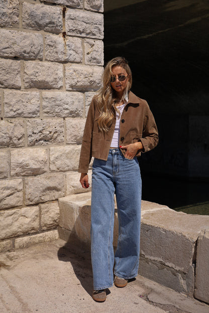 Meryl taupe - Veste suédée