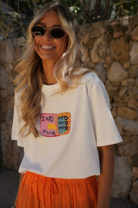 Sali blanc - T-shirt perlé