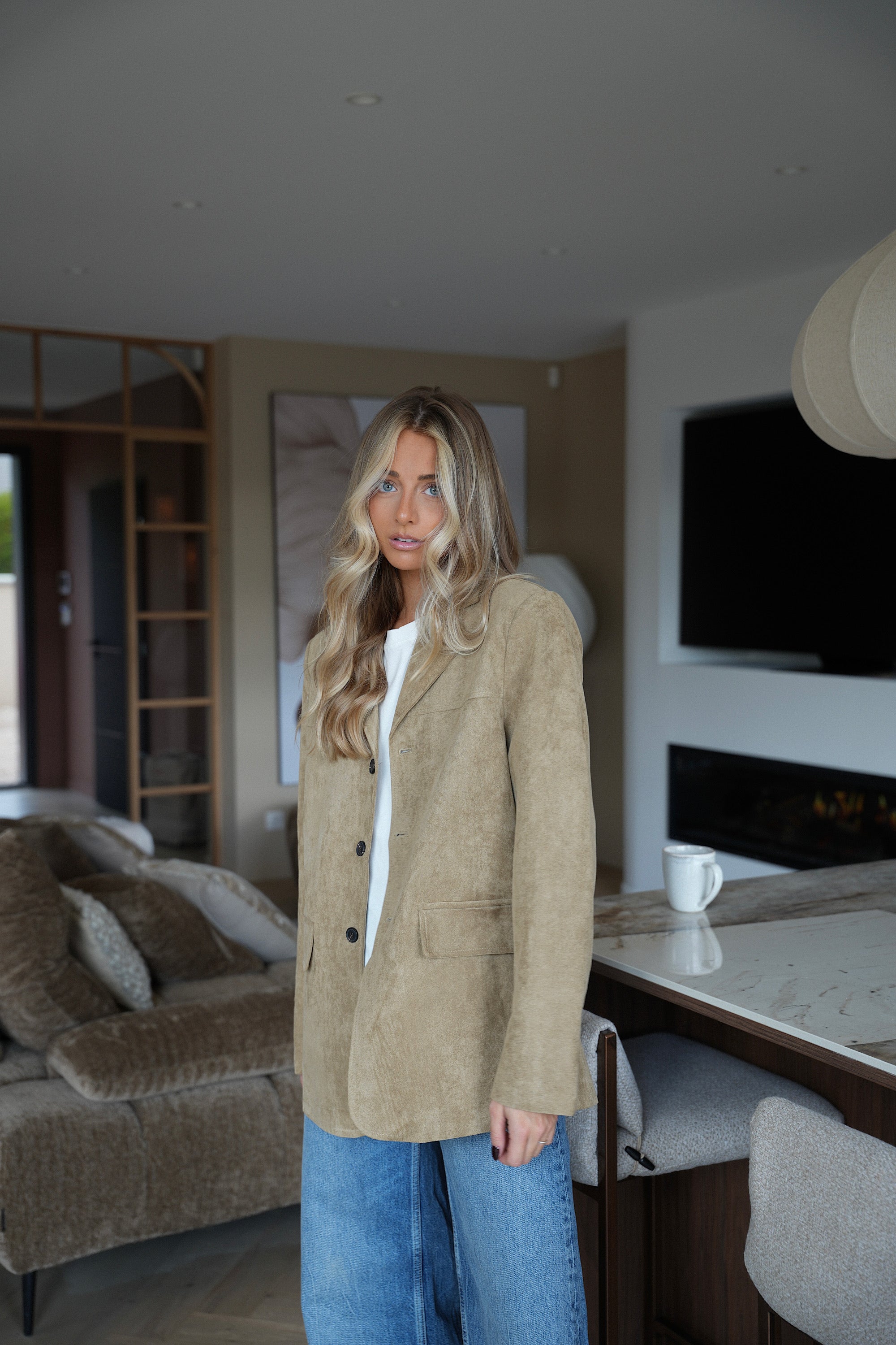 Trecy beige - Blazer suédé