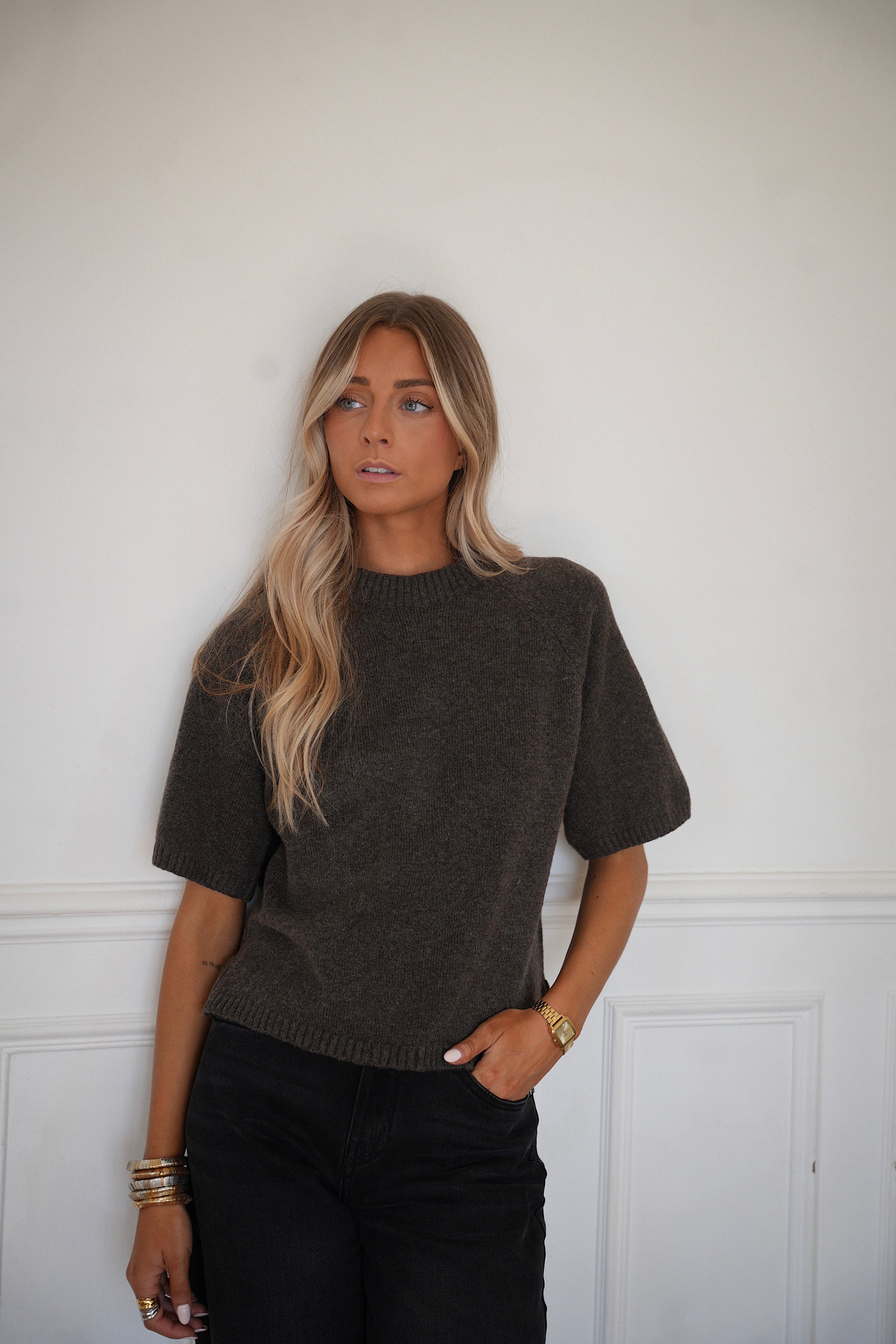 Raven taupe - Pull manches courtes