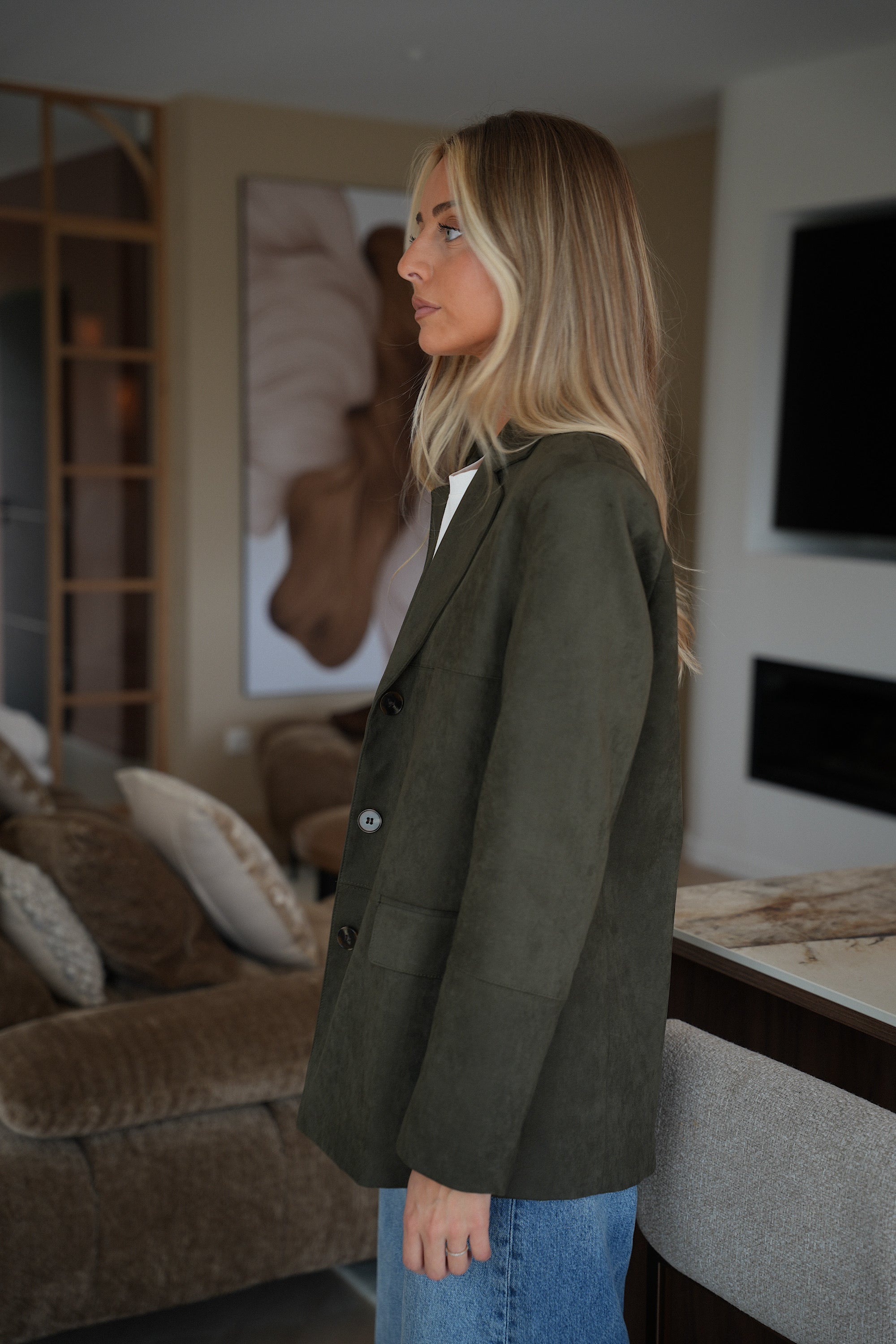 Marylin kaki - Veste suédée
