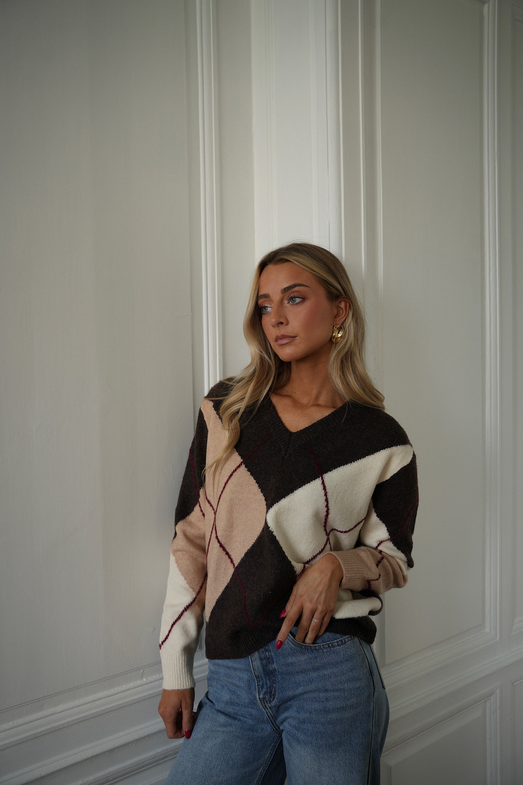 Kimy chocolat - Pull imprimé