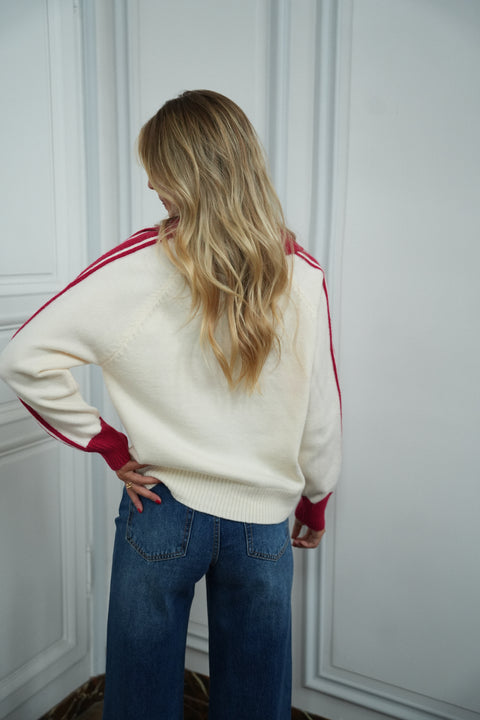 Clarisse crème - Pull brodé