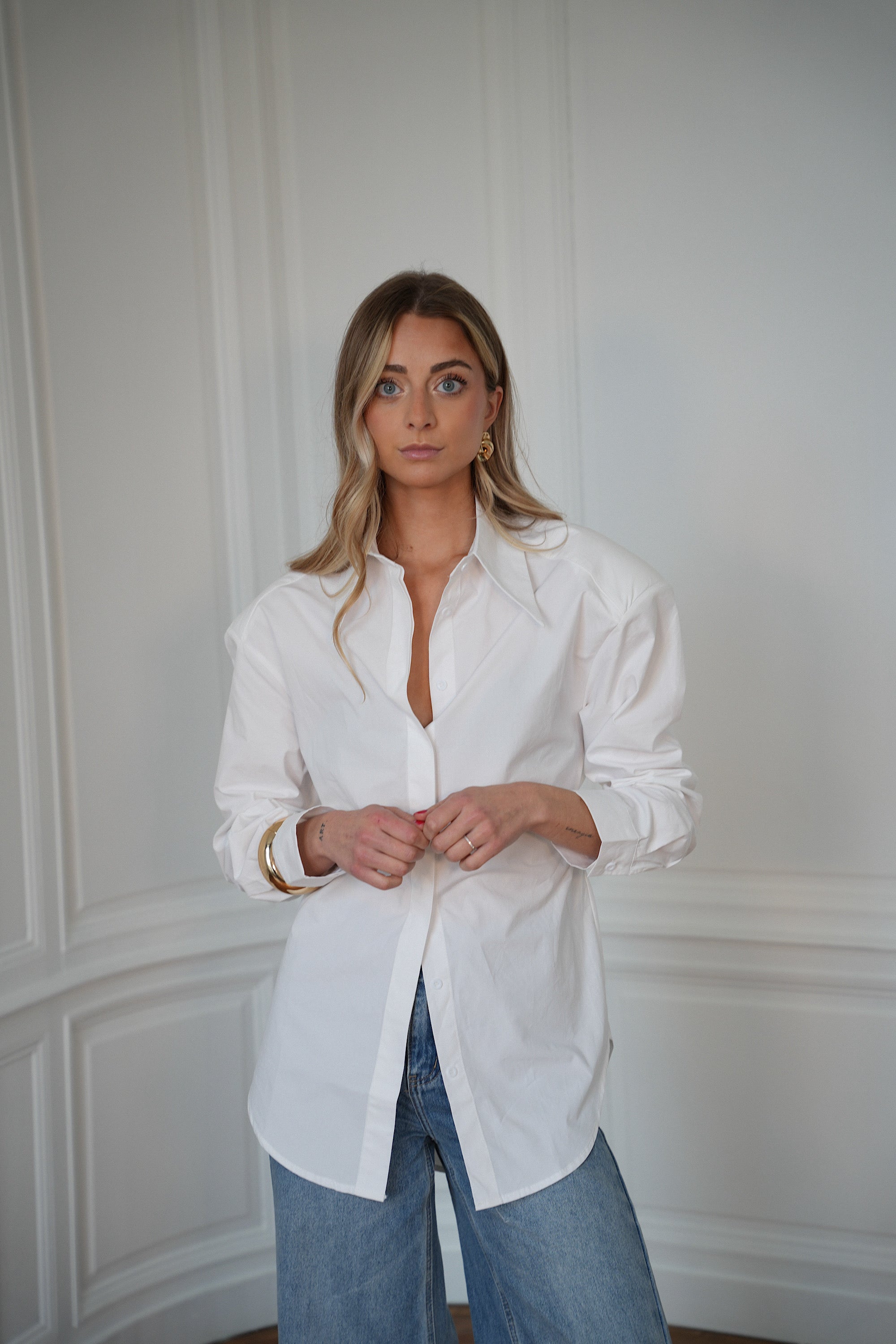 Elza blanche - Chemise à épaulettes