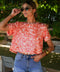 Liza orange - Blouse à sequins
