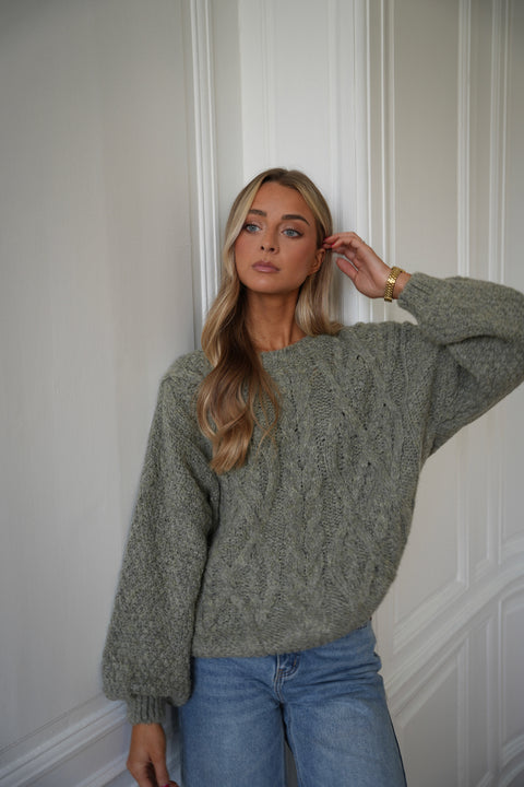 Santana kaki clair - Pull torsadé