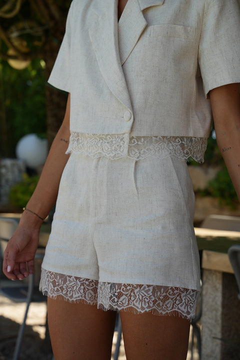 Zoa beige - Short dentelle