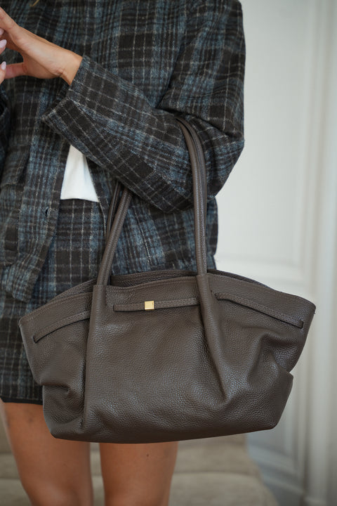 Mélanie chocolat - Sac en cuir grainé