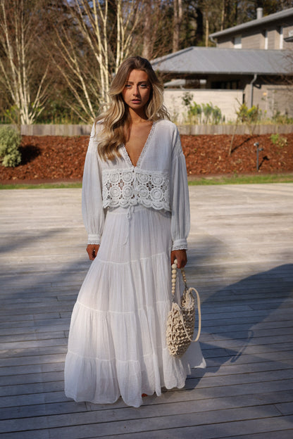 Yacinta blanche - Blouse brodée