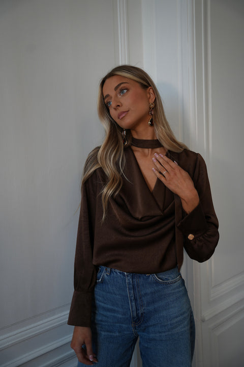 Sandra chocolat - Blouse fluide