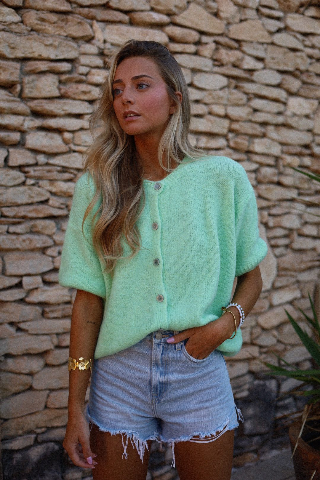 Elsa vert d’eau - Gilet boutonné