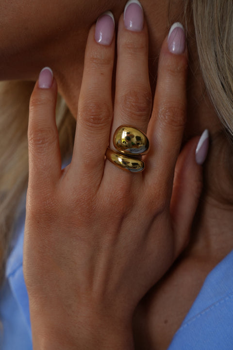 Nolia dorée - Bague acier