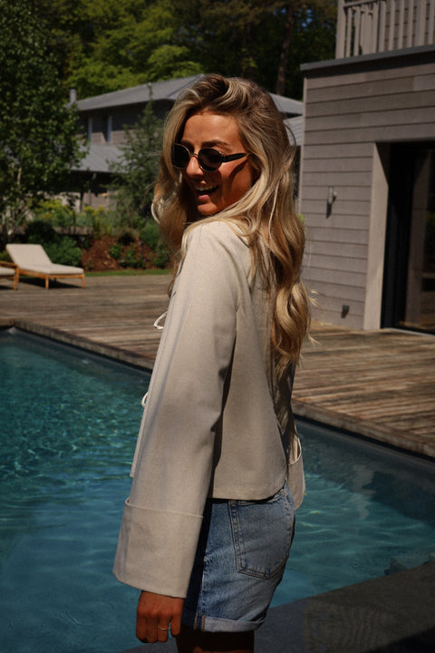 Nouméa beige - Blouse à noeuds