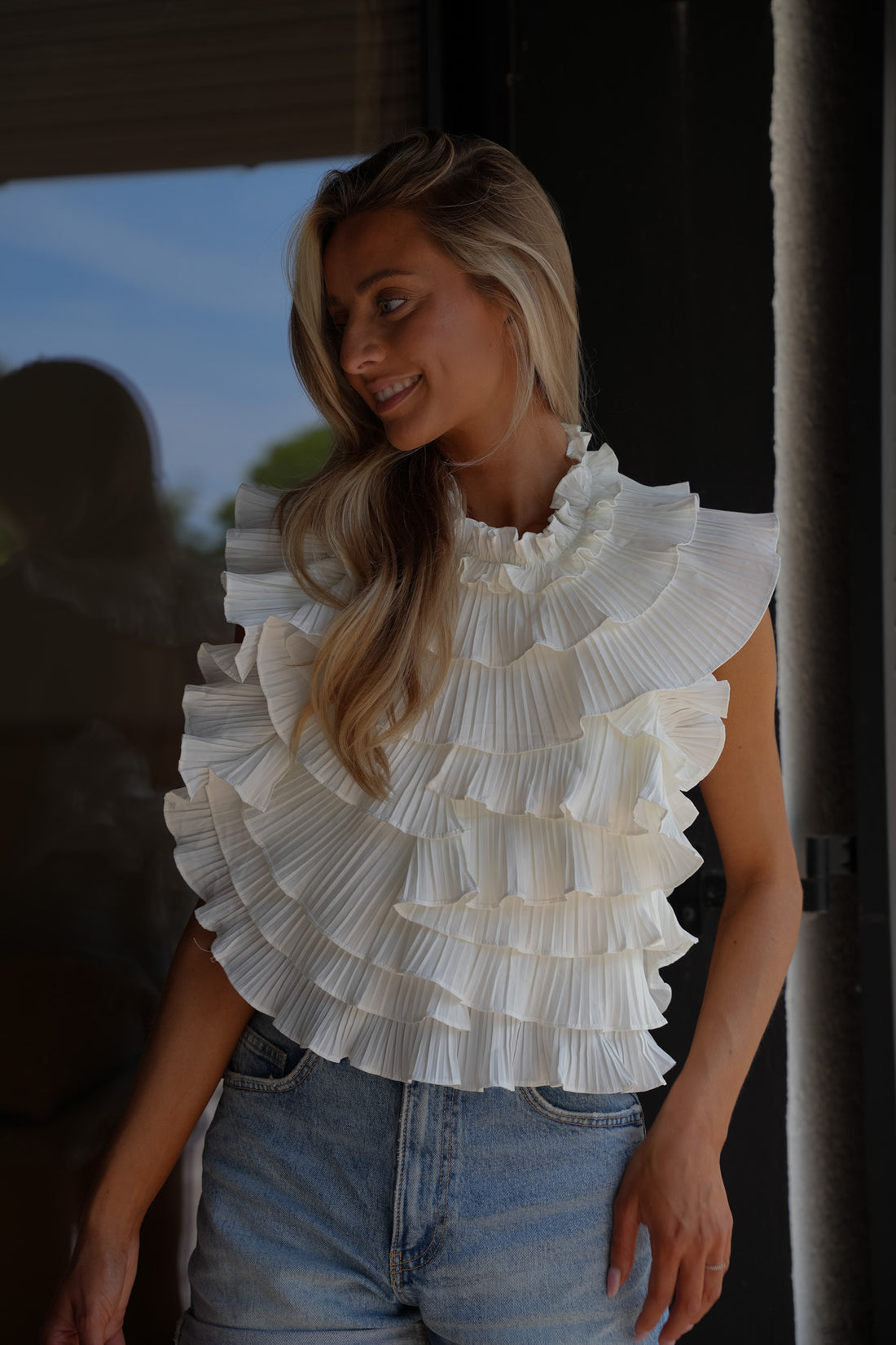 Elian blanche - Blouse volantée