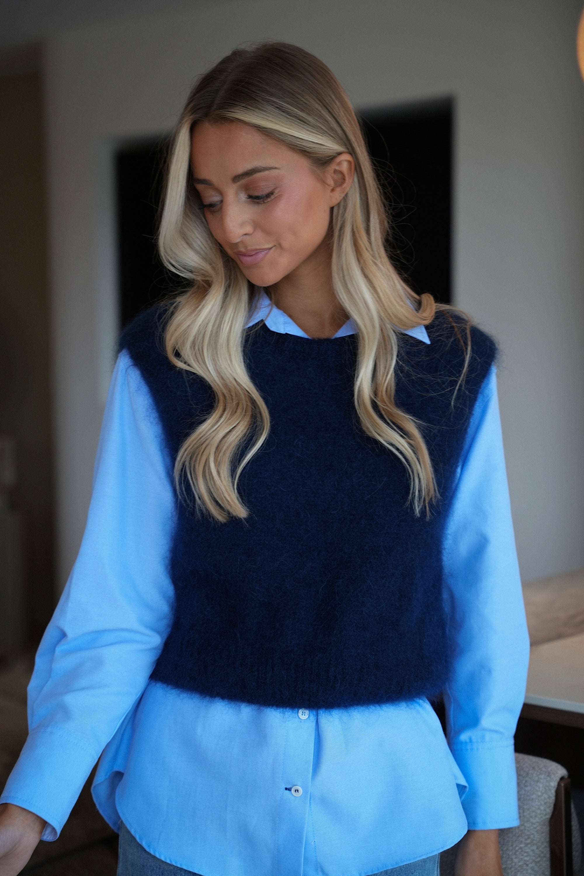 Polino marine - Pull sans manches