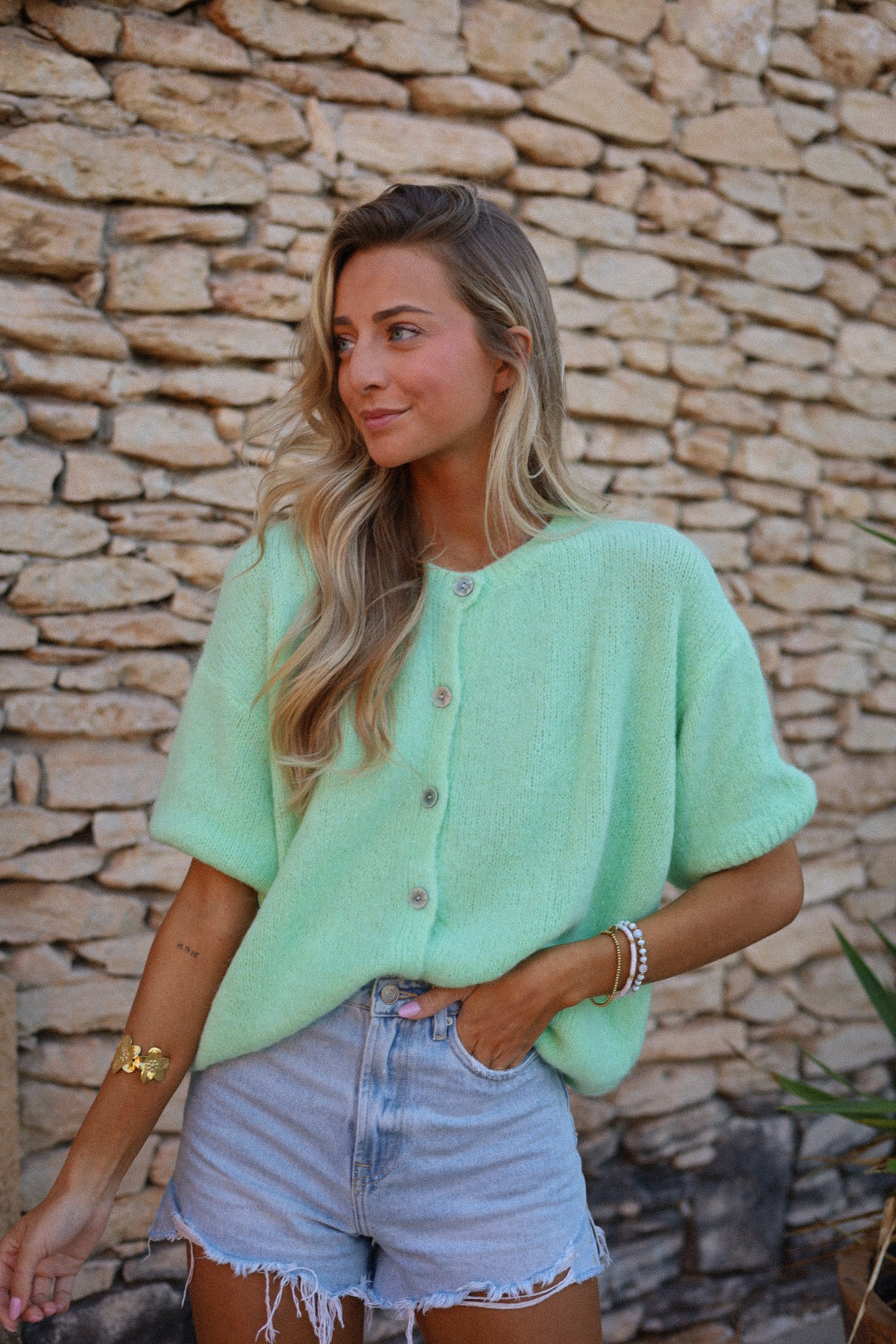 Elsa vert d’eau - Gilet boutonné