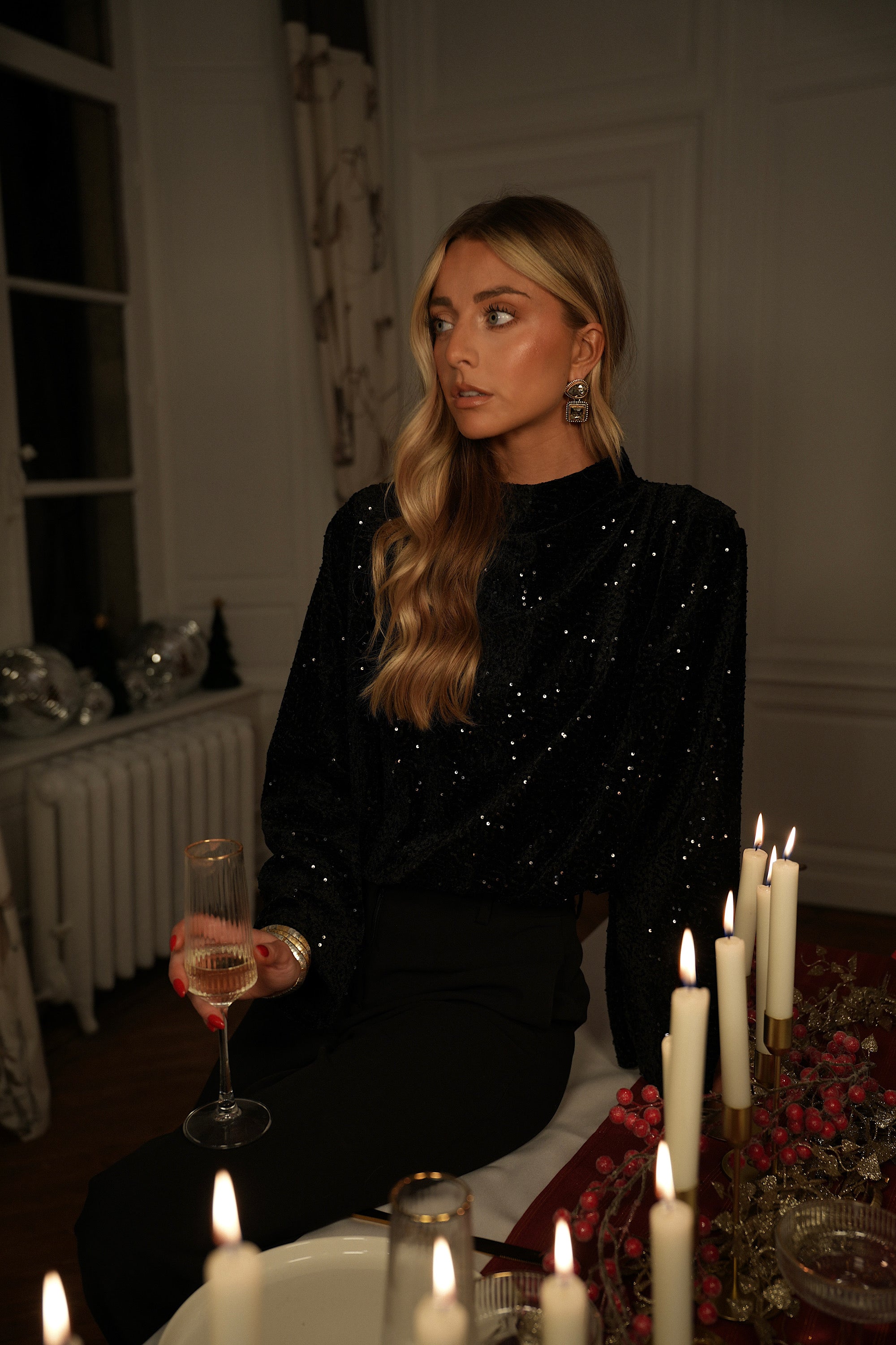 Jordane noire - Blouse à sequins