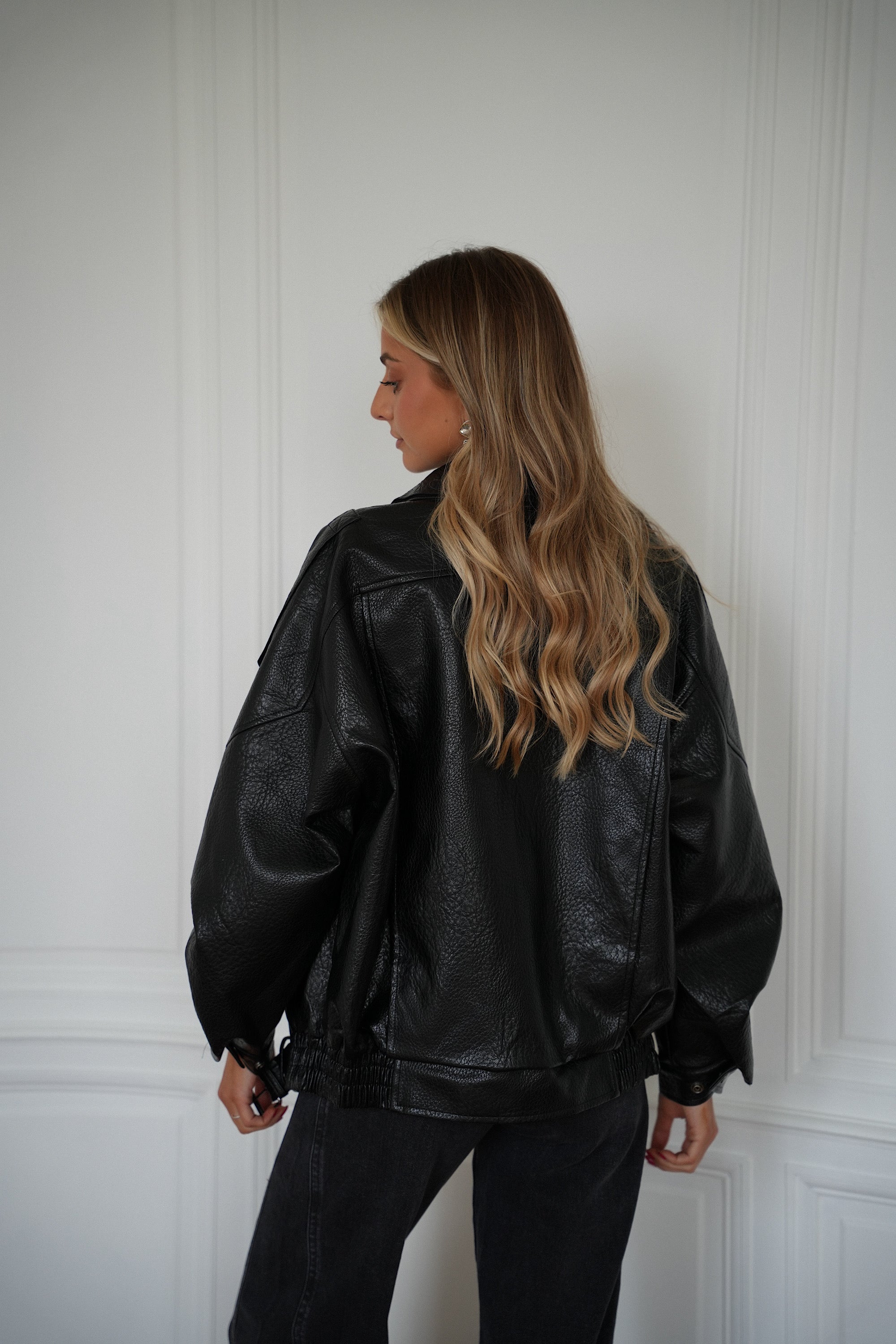 Ivy noire - Veste en similicuir