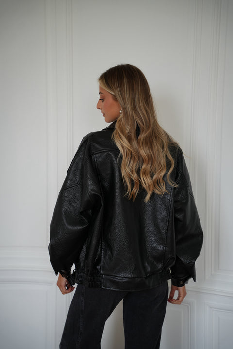 Ivy noire - Veste en similicuir