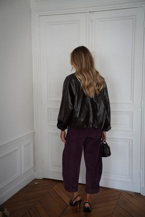 Simone prune - Veste en cuir